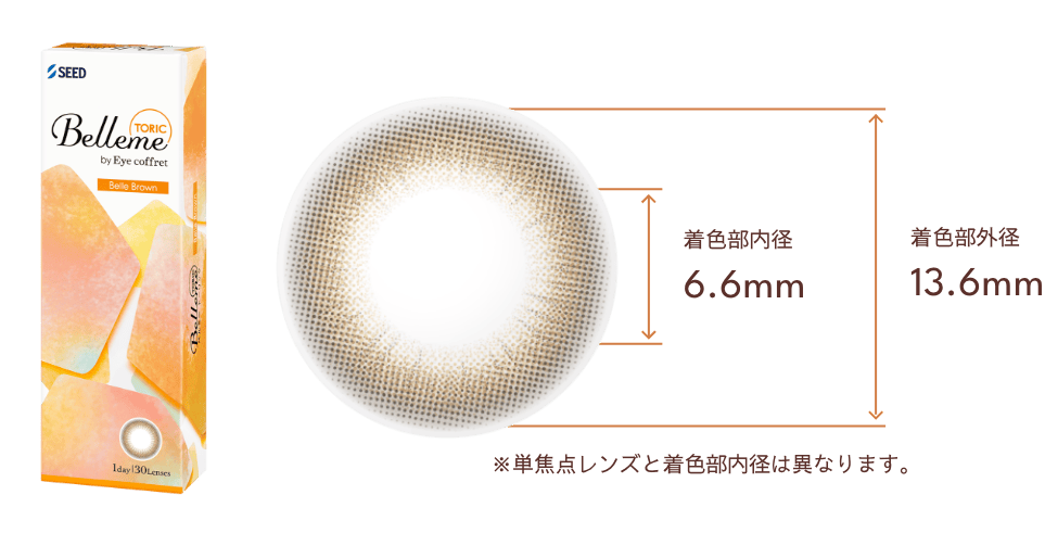 着色部内径 6.6mm 着色部外径 13.6mm ※単焦点レンズと着色部内径は異なります。