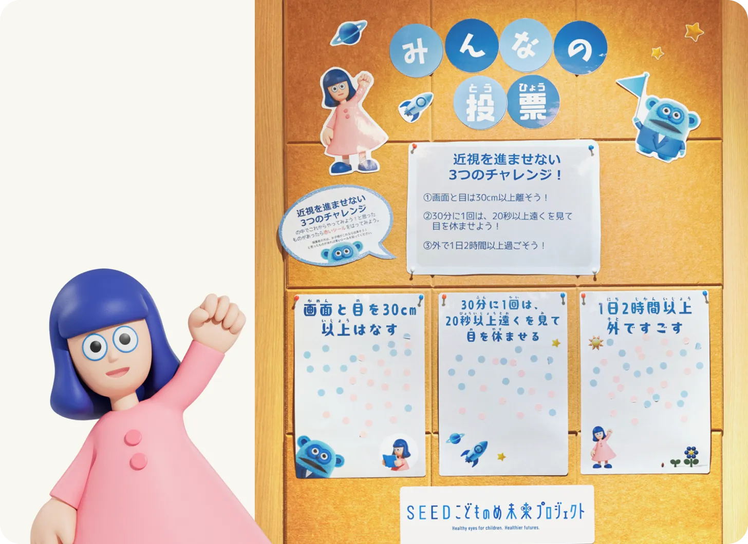 近視を進ませない3つのチャレンジに対するみんなの投票結果