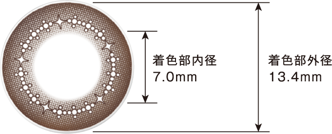 着色部内径 7.0mm　着色部外径 13.4mm