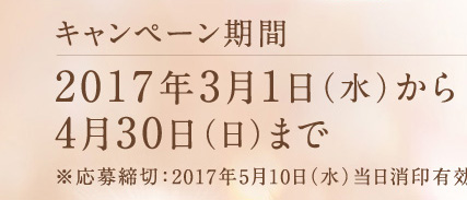 キャンペーン期間 2017年3月1日（水）から4月30日（日）まで
